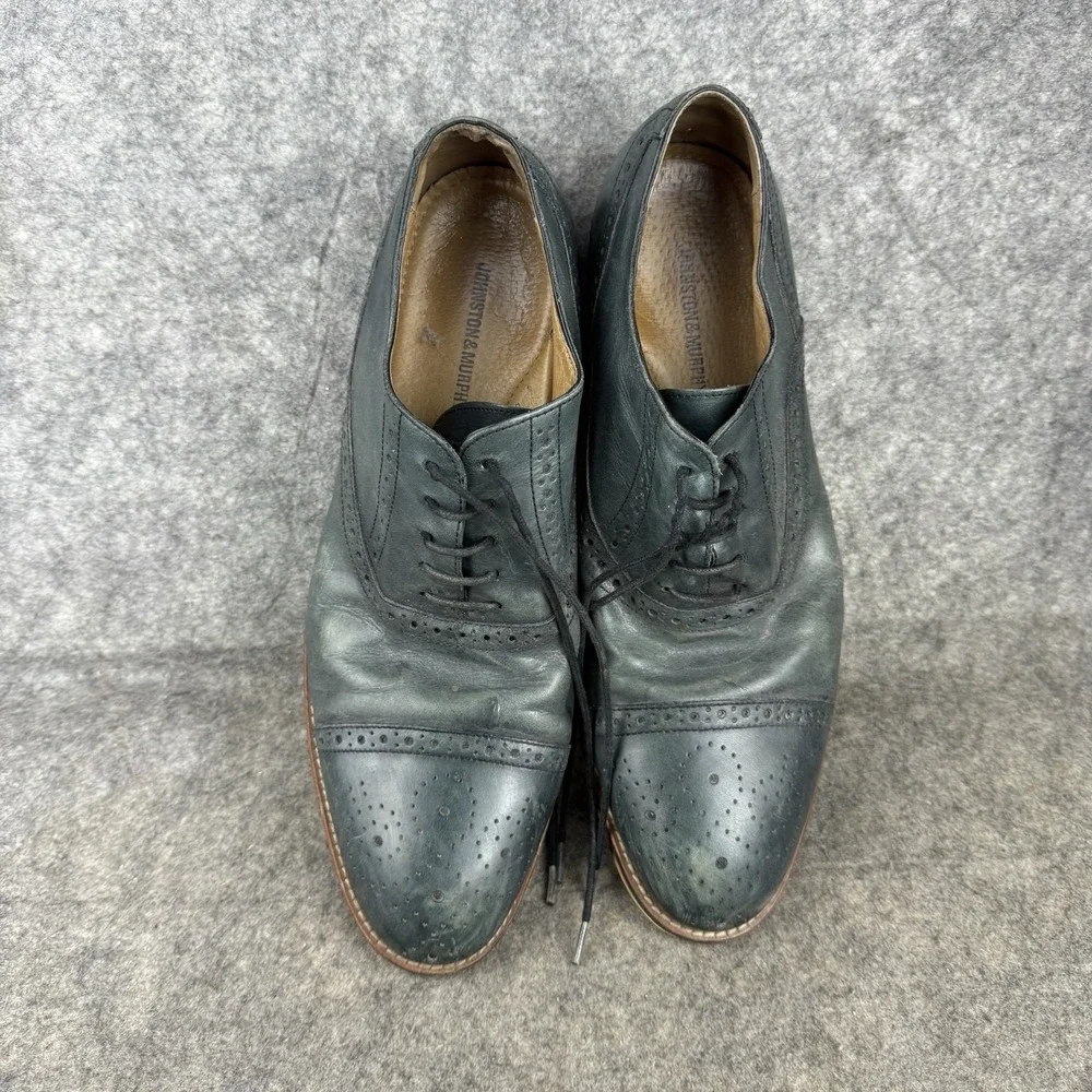 Johnston & Murphy Conard Cap Toe Teal Blue Italian Leather Shoes‎ Size 11.5 M